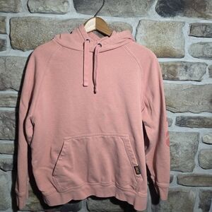Timberland PRO Women's Hoodie Size Medium Pink Pullover Logo Sleeve Original Fit